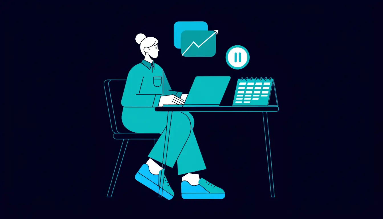 A calm trader following a written plan with checkboxes, ignoring hype notifications on a phone