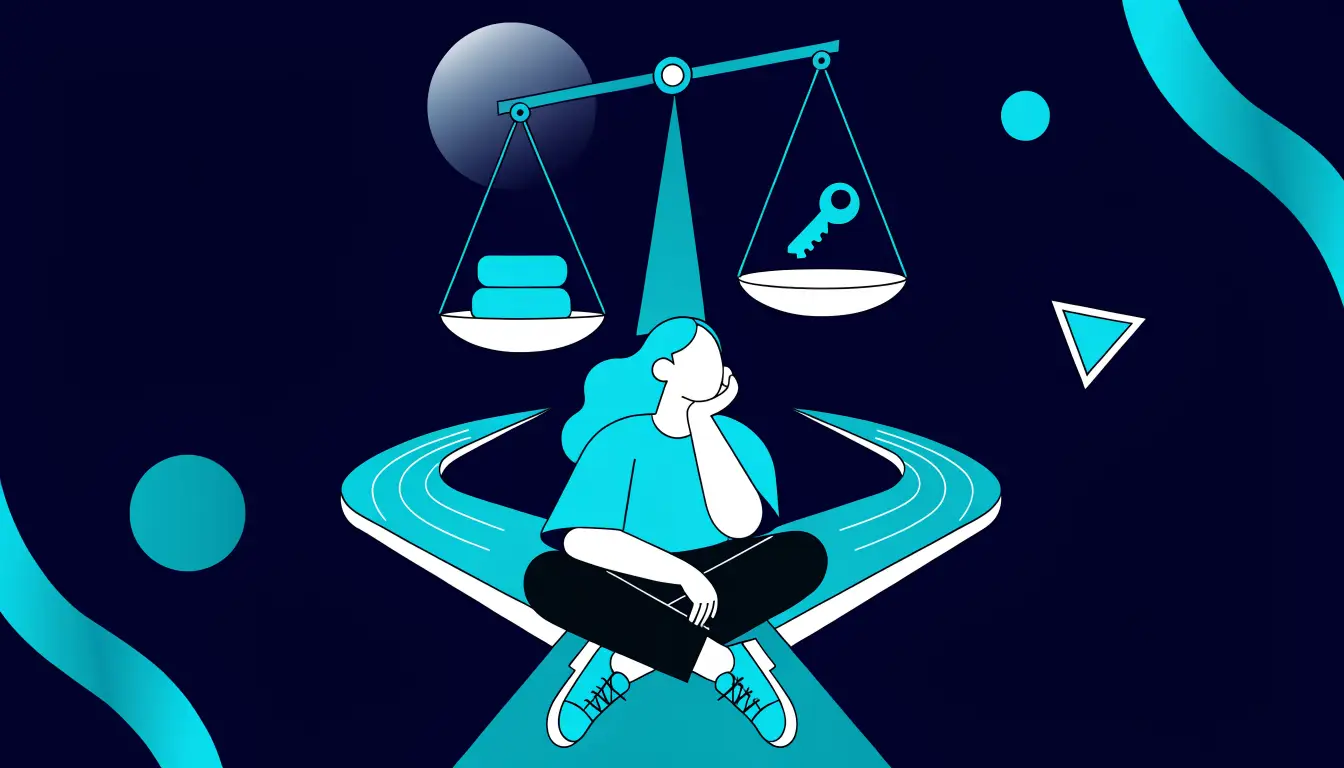 A beginner weighing whether to choose a centralized exchange for ease of use or a decentralized exchange for full control of funds