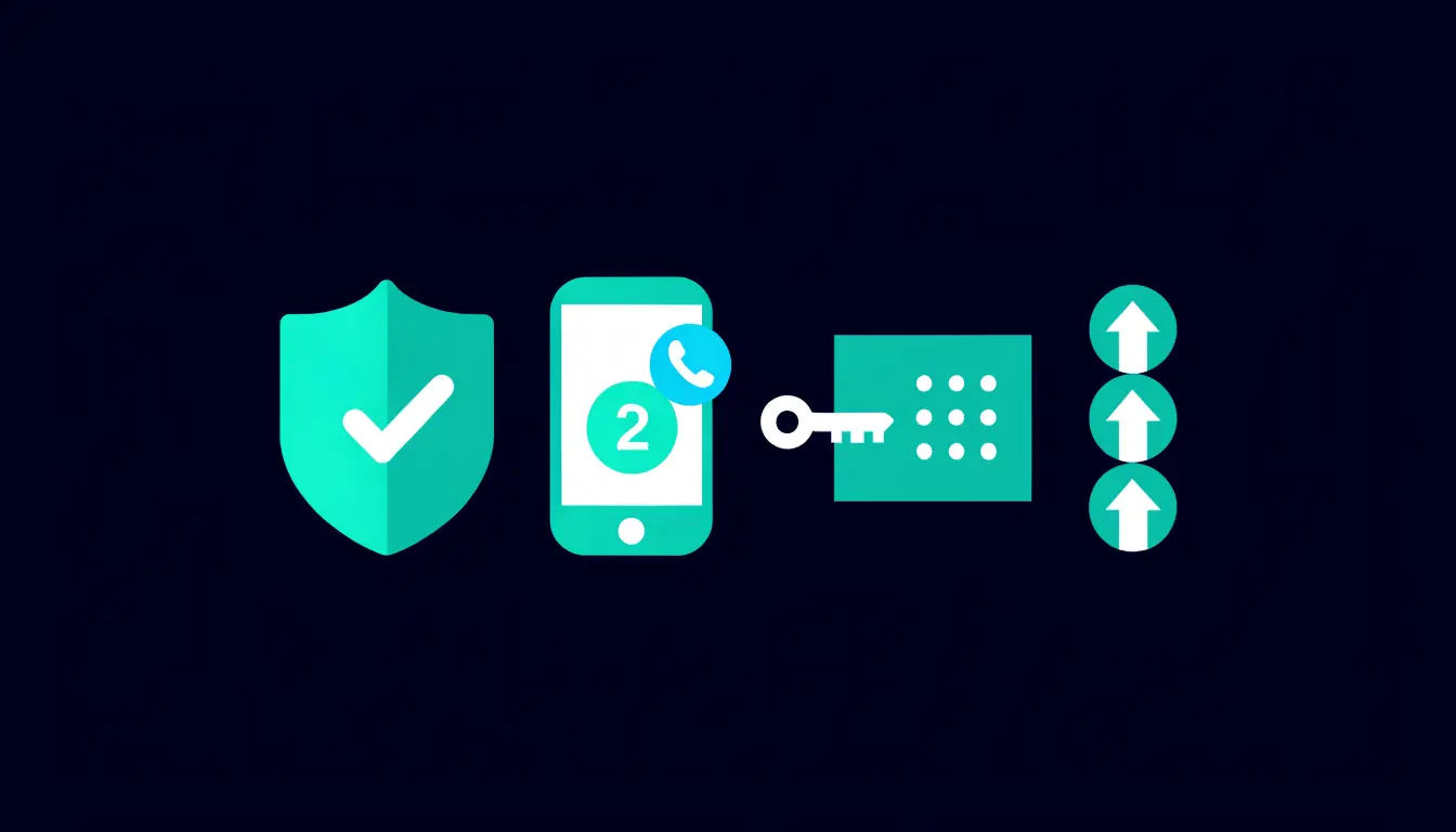 Illustration of safe crypto habits for beginners: a plan, a small starting amount, and staying calm during price swings