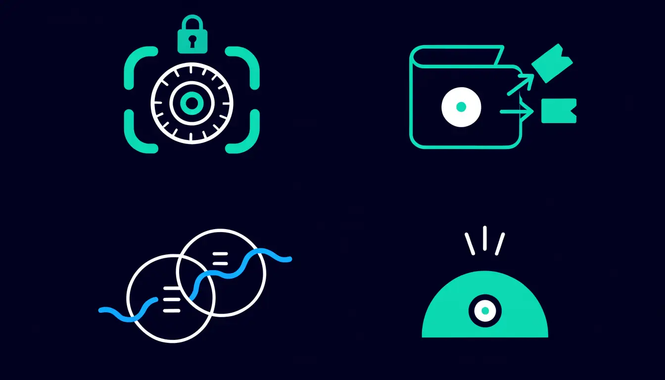 Icons for the main crypto passive income methods: staking, lending, yield and liquidity, savings products, and rewards