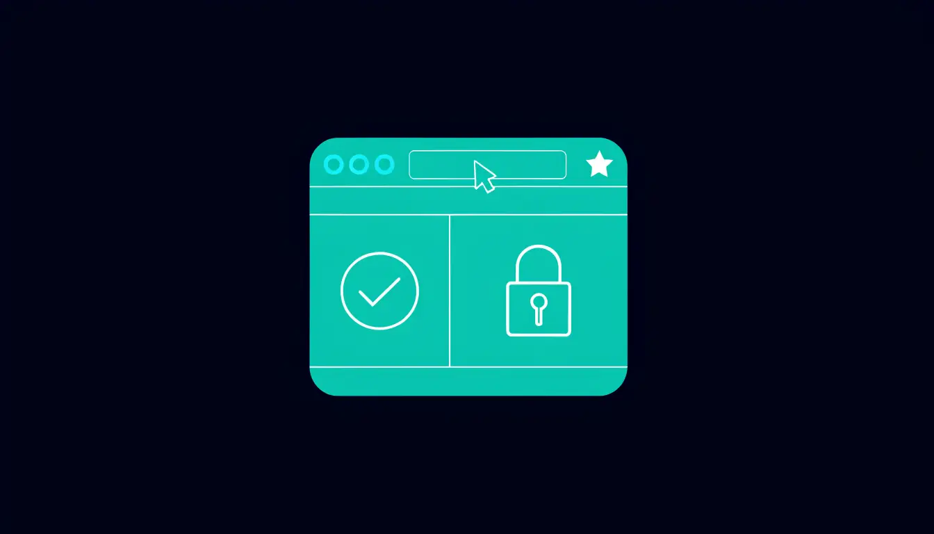 Person checking they are on an official crypto site by typing the address and using a saved bookmark, with a verified badge