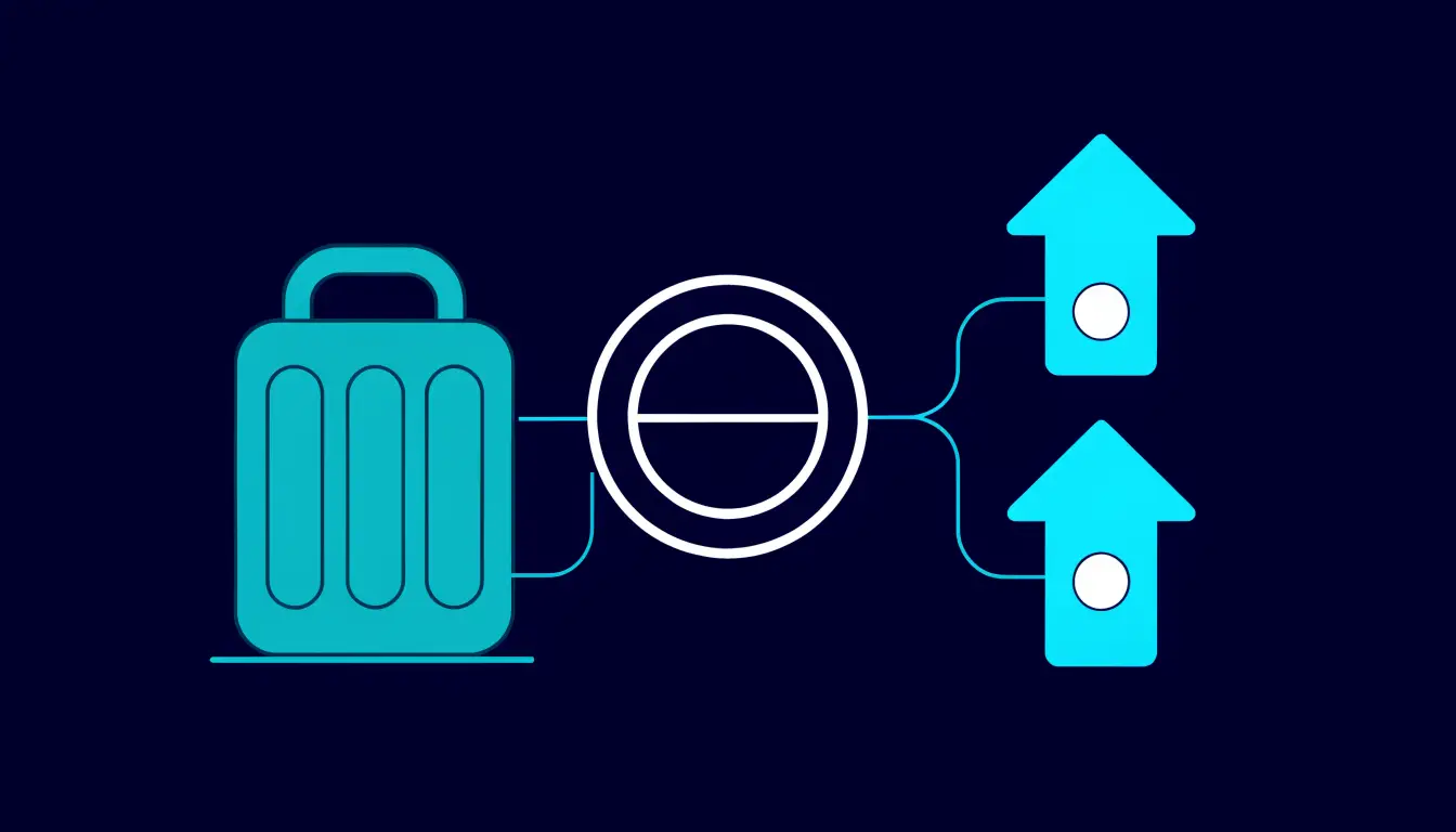 Diagram showing stablecoins on one side backed by a vault of cash and short-term assets on the other, linked by a redemption arrow
