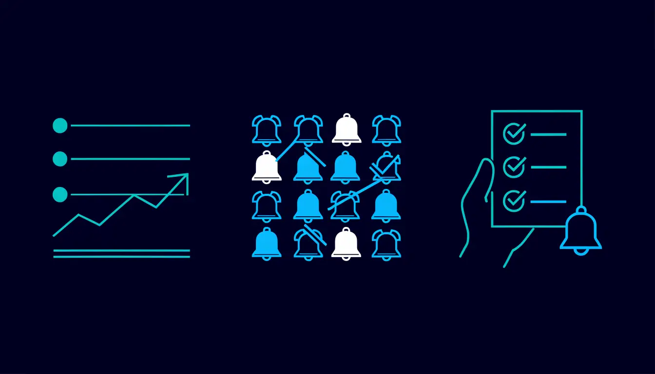Four steps to set a crypto price alert: pick a coin, choose above or below a target, pick a notification method, and confirm