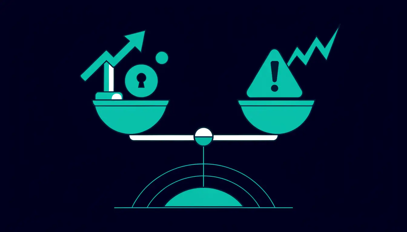A balanced list showing the pros of crypto such as access and innovation on one side and the cons such as volatility and scams on the other