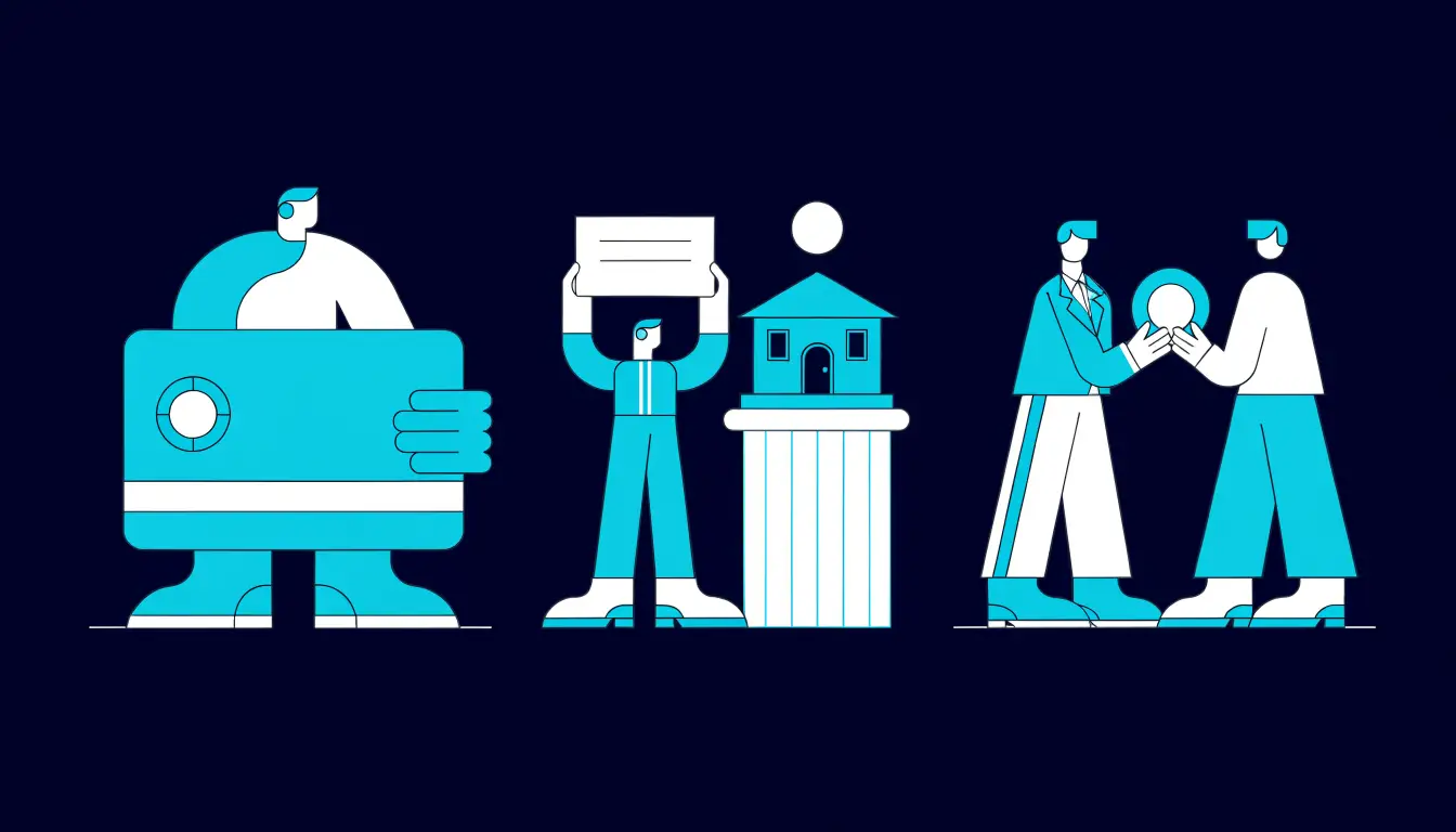 Crypto payment methods compared: a fast card payment, a slower lower-cost bank transfer, and a person-to-person P2P trade