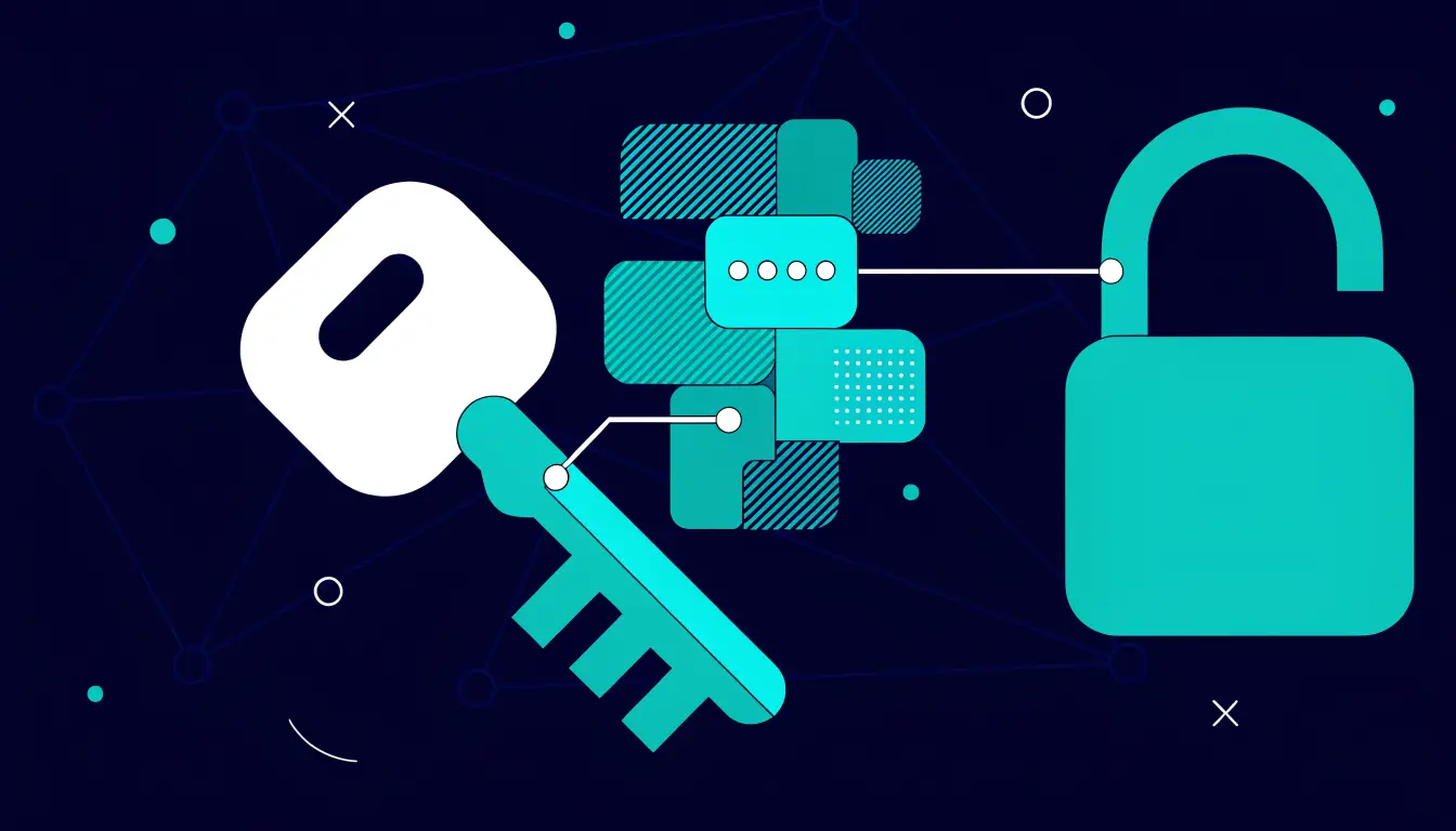 Diagram of how a crypto wallet works: a private key and padlock unlocking coins recorded on the blockchain ledger
