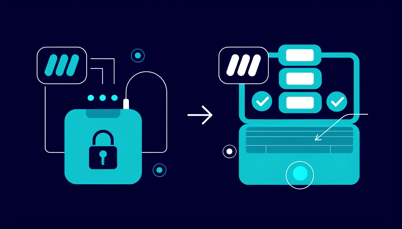 Diagram of how a hardware wallet works: private keys stay on the offline device while a transaction is confirmed by a button press