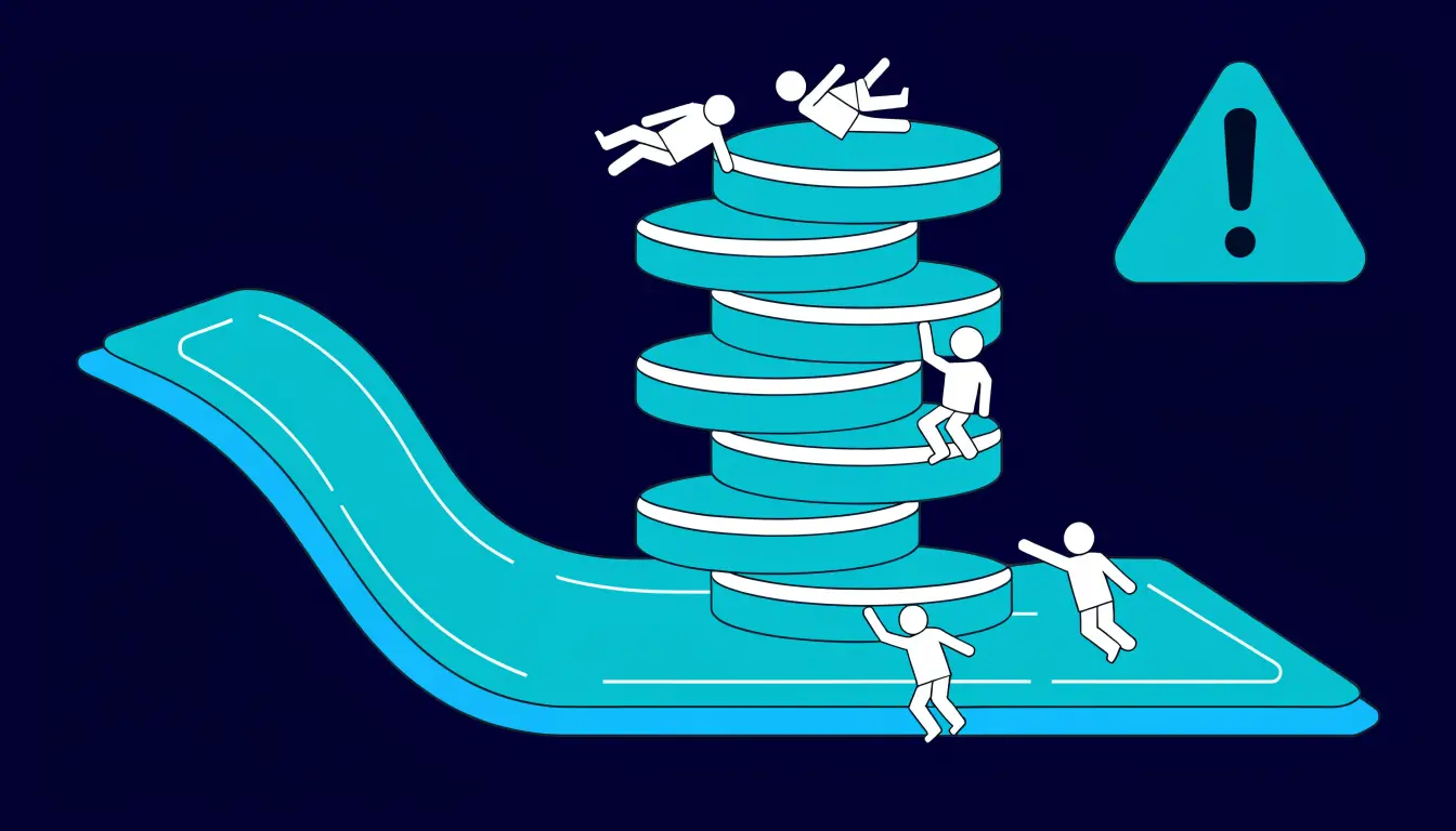 A crypto rug pull: developers pulling a rug from under investors as a token's price crashes to zero