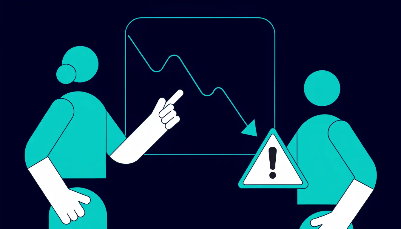 Copy trading risks illustration: a falling chart showing that copying even a skilled trader can lead to losses