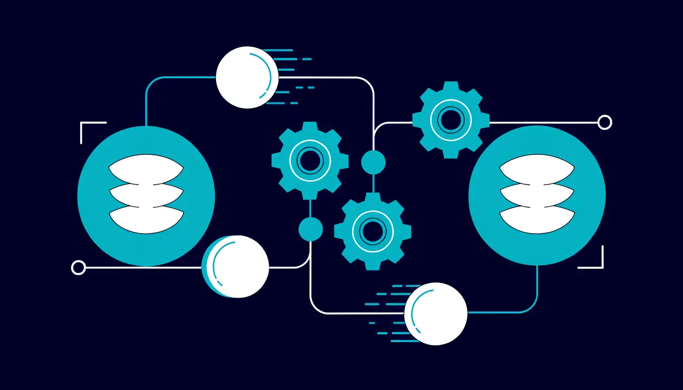 DeFi concept: financial services like lending, trading, and earning running on a blockchain network without a bank in the middle