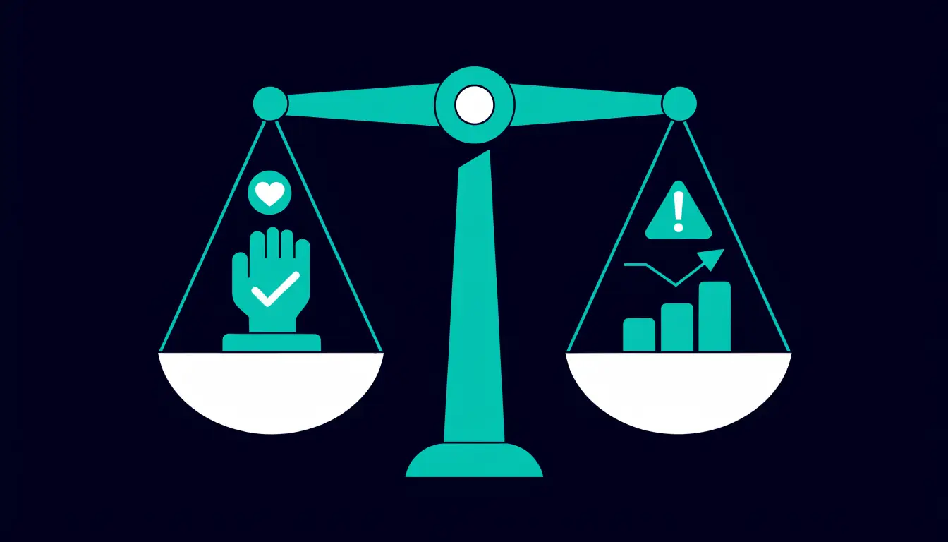 A balance scale weighing the pros of dollar-cost averaging against its cons