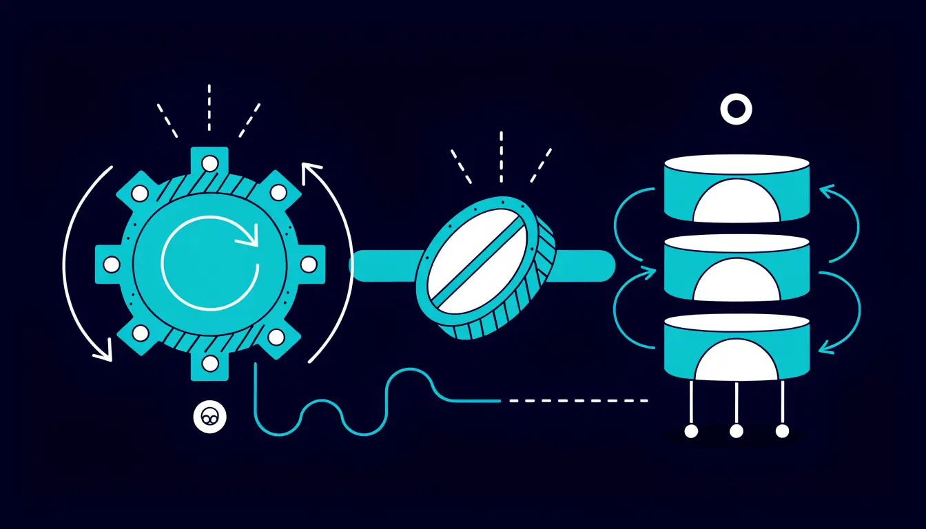 Diagram of how Ethereum works: a smart contract runs automatically, a user pays a gas fee in ETH, and validators confirm the result on the blockchain