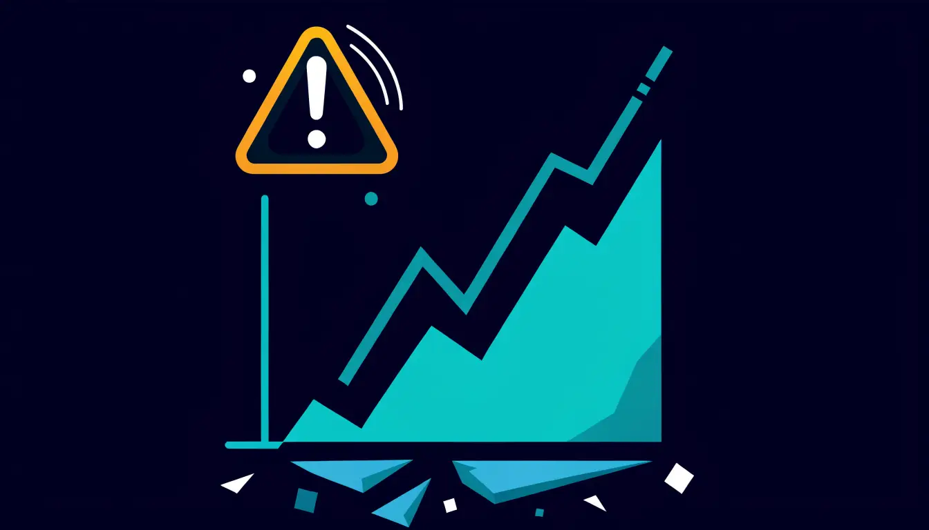 Warning graphic showing how high crypto leverage turns small price moves into large losses and fast liquidation