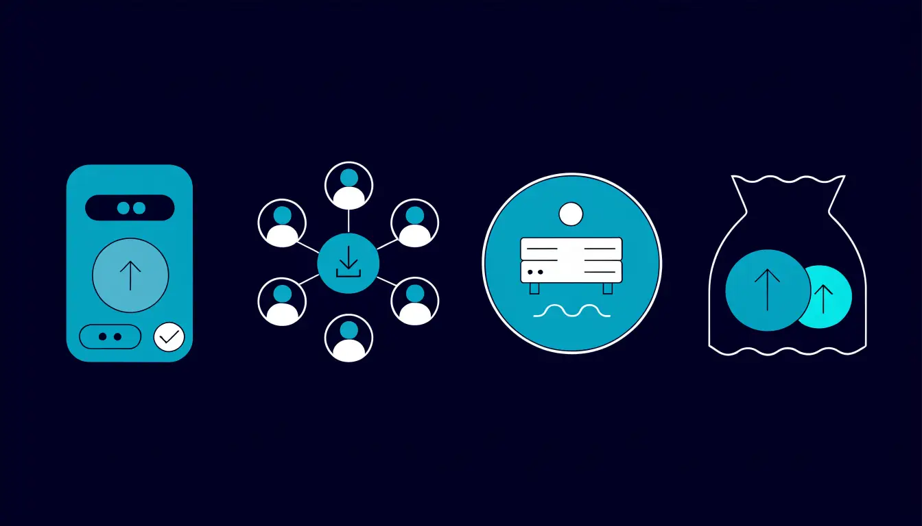 Four ways to stake crypto shown side by side: exchange staking, a staking pool, solo validator staking, and liquid staking