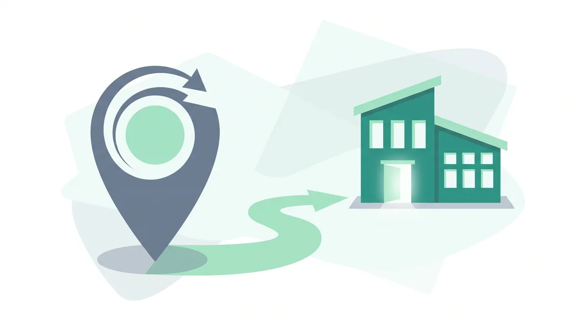 Illustration of a signpost pointing to a website, representing a domain name as a web address.