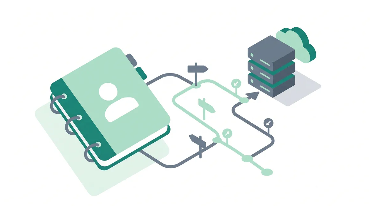 Illustration of DNS mapping a domain name to a server address through routing signposts.